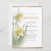 Witte Bloemen Daffodils Waterverven Modern Bruilof Kaart (Voorkant)