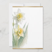 Witte Bloemen Daffodils Waterverven Modern Bruilof Kaart (Achterkant)
