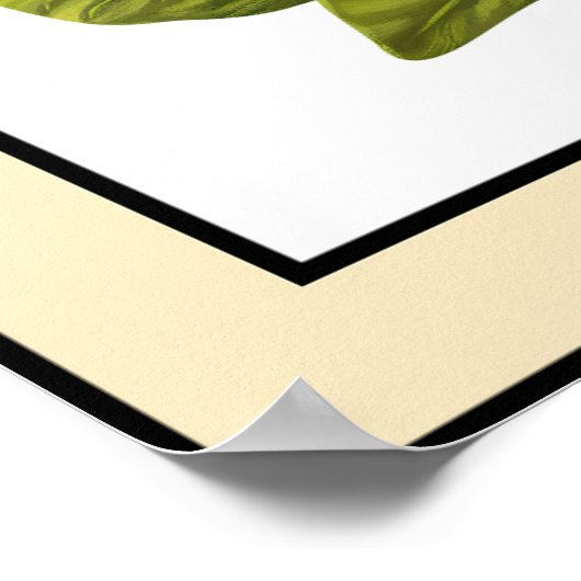 Witte Bloemen Daisies Zwart Lijnen Gele Rand Poster (Hoek)