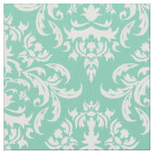 Witte Bloemen Damasks-aangepaste munt achtergrond Stof (Close Up)