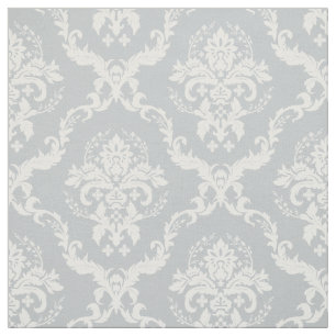 Witte Bloemen Damasks Custom Licht Grijze Achtergr Stof