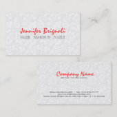 Witte Bloemen Damasks Make-up Haar Nails Visitekaartje (Voorkant / Achterkant)