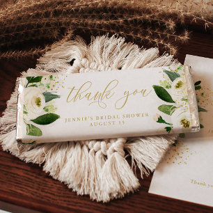 Witte Bloemen Dank u Snoep Bar Favor Wrapper