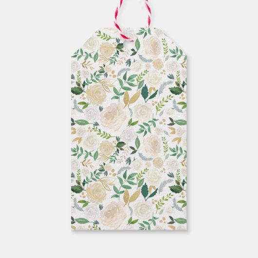 Witte bloemen dank u voor labels cadeaulabel (Achterkant)