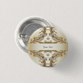 Witte Bloemen Decoratie Gouden Knop Ronde Button 3,2 Cm (Voorkant /achterkant)