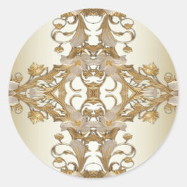 Witte Bloemen Decoratie Gouden Zegel Sticker