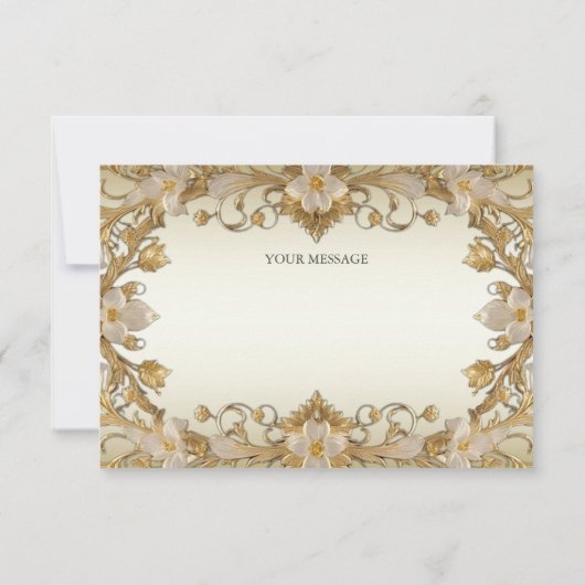 Witte bloemen decoratief goud dank je kaart (Achterkant)
