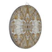 Witte Bloemen Decoratief Goud Dartbord (Voorkant Links)