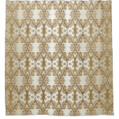 Witte bloemen Decoratief Goud Douchegordijn (Voorkant)