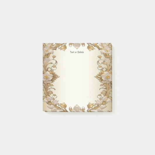 Witte bloemen Decoratief Goud Post Het merkt op Post-it® Notes (Voorkant)
