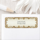 Witte bloemen Decoratief Goud Retour Adres Label (Insitu)