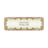 Witte bloemen Decoratief Goud Retour Adres Label (Voorkant)