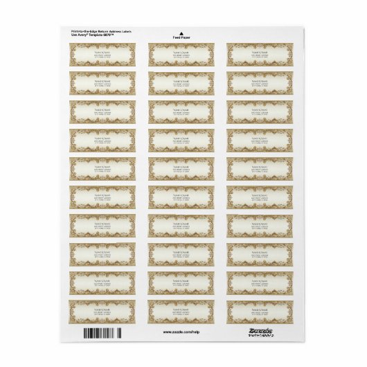 Witte bloemen Decoratief Goud Retour Adres Label (Full Sheet)