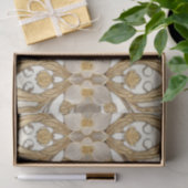 Witte Bloemen Decoratief Goud Tissuepapier (Geschenk)