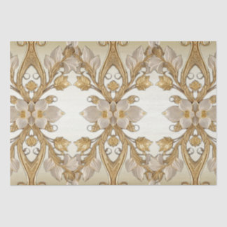 Witte Bloemen Decoratief Goud Tissuepapier