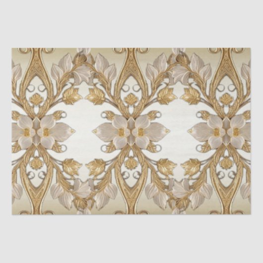 Witte bloemen Decoratief Goud Weefsel Papier (Voorkant)