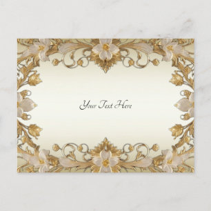 Witte bloemen decoratief gouden Briefkaart