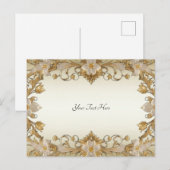 Witte bloemen decoratief gouden Briefkaart (Voorkant / Achterkant)