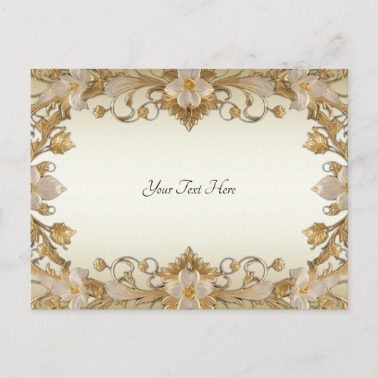 Witte bloemen decoratief gouden Briefkaart (Voorkant)