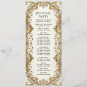 Witte bloemen decoratief gouden bruiloft programma programmakaart (Achterkant)