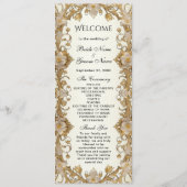 Witte bloemen decoratief gouden bruiloft programma programmakaart (Voorkant)