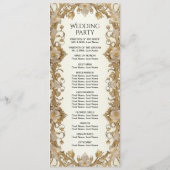 Witte bloemen decoratief gouden bruiloft programma programmakaart (Achterkant)