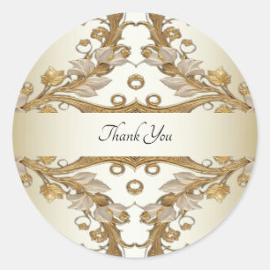 Witte Bloemen Decoratieve Gold Seal Sticker