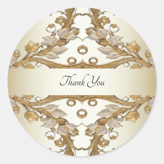 Witte Bloemen Decoratieve Gold Seal Sticker (Voorkant)
