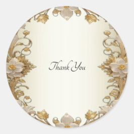 Witte Bloemen Decoratieve Gold Seal Sticker