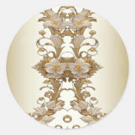 Witte Bloemen Decoratieve Gold Seal Sticker