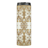 Witte bloemen Decoratieve Goud Thermische Tumbler Thermosbeker (Achterkant)