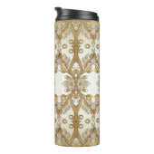Witte bloemen Decoratieve Goud Thermische Tumbler Thermosbeker (Geroteerd rechts)
