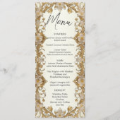 Witte bloemen Decoratieve gouden bruiloft menu (Voorkant)