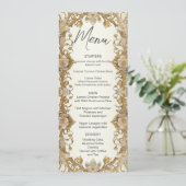 Witte bloemen Decoratieve gouden bruiloft menu (Staand voorkant)
