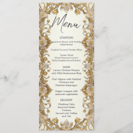 Witte bloemen Decoratieve gouden bruiloft menu
