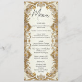 Witte bloemen Decoratieve gouden bruiloft menu (Voorkant)