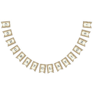 Witte bloemen Decoratieve Gouden Bunting Vlag Vlaggetjes