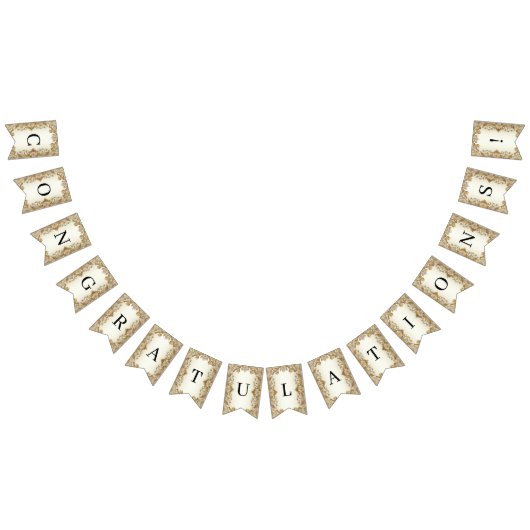 Witte bloemen Decoratieve Gouden Bunting Vlag Vlaggetjes (Alle)