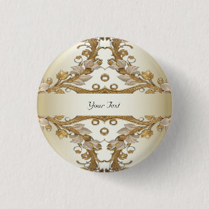 Witte bloemen decoratieve gouden Button