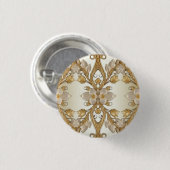 Witte bloemen decoratieve gouden Button (Voorkant /achterkant)