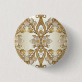 Witte bloemen decoratieve gouden Button (Voorkant)