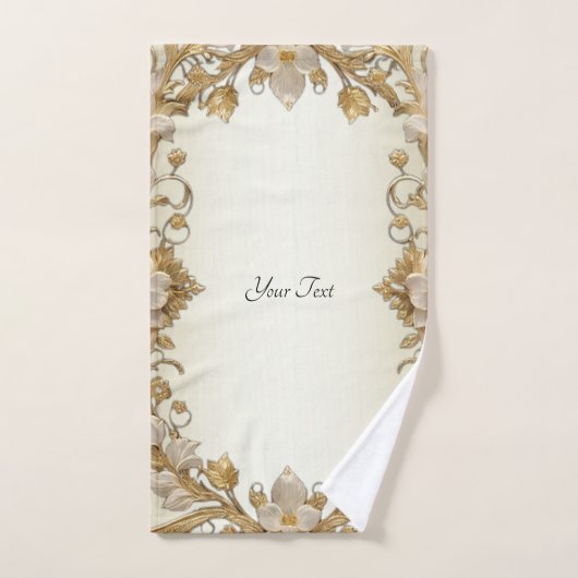 Witte bloemen Decoratieve gouden handdoek set (Handdoek)