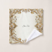 Witte bloemen Decoratieve gouden handdoek set (Wasdoekje)