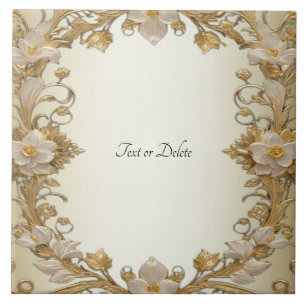 Witte Bloemen Decoratieve Gouden Keramische Tegel Tegeltje