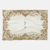 Witte bloemen Decoratieve Gouden Keuken Handdoeken (Horizontaal)