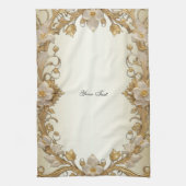 Witte bloemen Decoratieve Gouden Keuken Handdoeken (Verticaal)