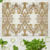 Witte bloemen Decoratieve Gouden Keuken Handdoeken (Gevouwen)