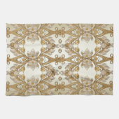 Witte bloemen Decoratieve Gouden Keuken Handdoeken (Horizontaal)