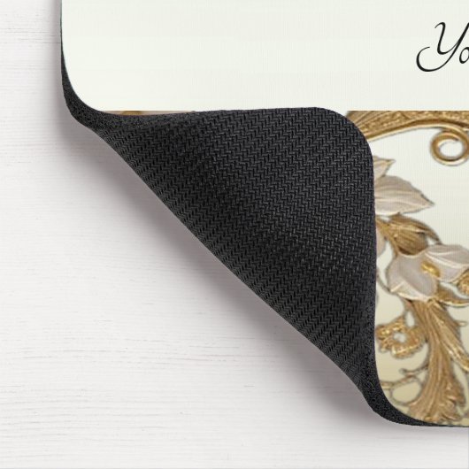 Witte bloemen Decoratieve Gouden Mousepad Muismat (Hoek)