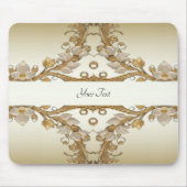 Witte bloemen Decoratieve Gouden Mousepad Muismat (Voorkant)